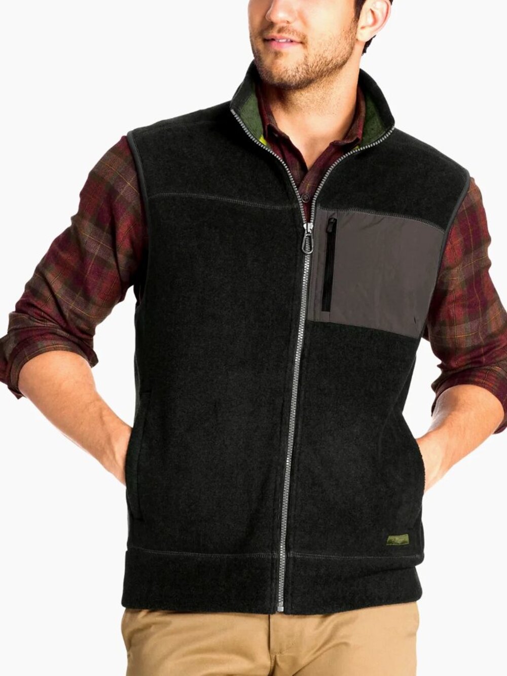 G.H. Bass Explorer Fleece Vest Men’s L Dk Green Zip Up Outdoor Gorpcore Layer